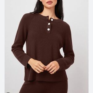 RAILS Piper Top Russet Sweater Cashmere Henley Organic Cotton Long Sleeve Sz S